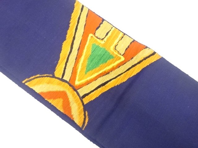 JAPANESE KIMONO / HAND WOVEN FUSHI TSUMUGI GEOMETRIC PATTERN WEAVING N